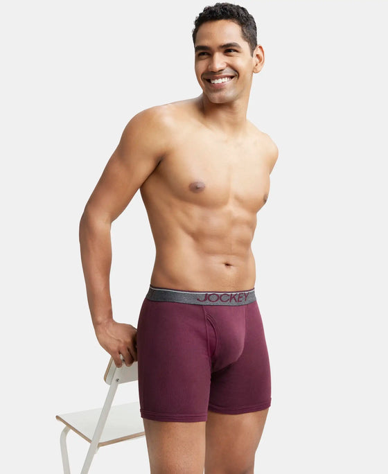 Super Combed Cotton Rib Solid Boxer Brief with Ultrasoft and Durable Waistband - Wine Tasting-5