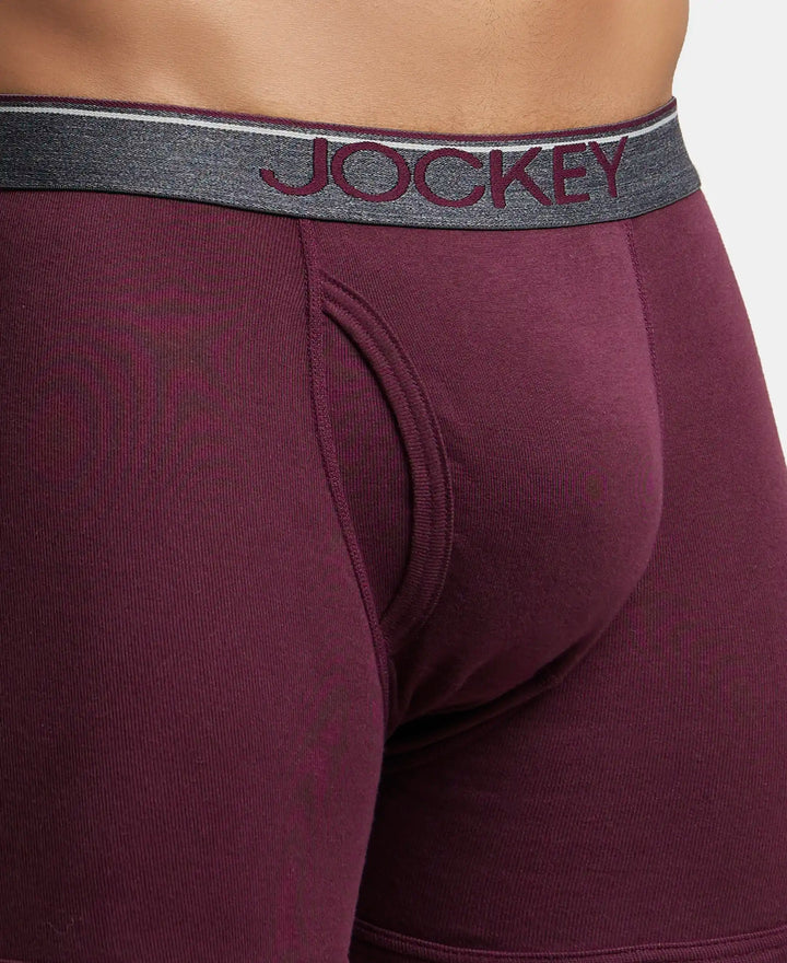 Super Combed Cotton Rib Solid Boxer Brief with Ultrasoft and Durable Waistband - Wine Tasting-6