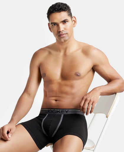 Super Combed Cotton Rib Solid Trunk with Ultrasoft Waistband - Black-5