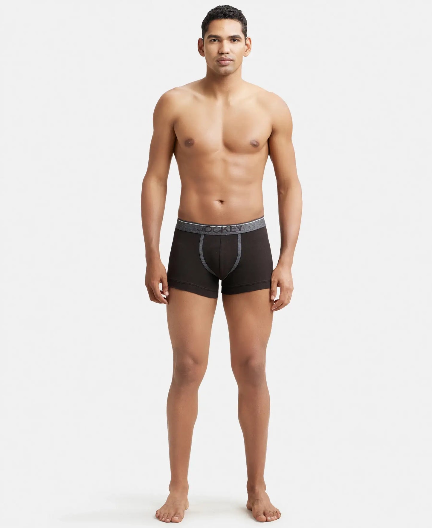 Super Combed Cotton Rib Solid Trunk with Ultrasoft Waistband - Brown-4