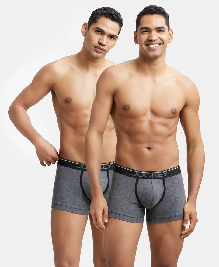 Super Combed Cotton Rib Solid Trunk with Ultrasoft Waistband - Charcoal Melange-1