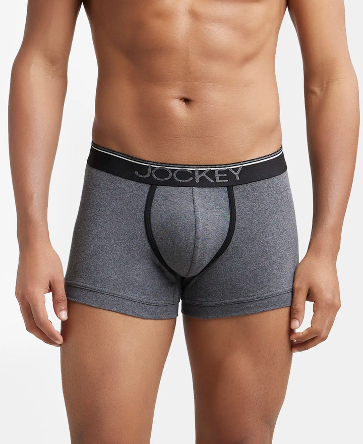 Super Combed Cotton Rib Solid Trunk with Ultrasoft Waistband - Charcoal Melange-2
