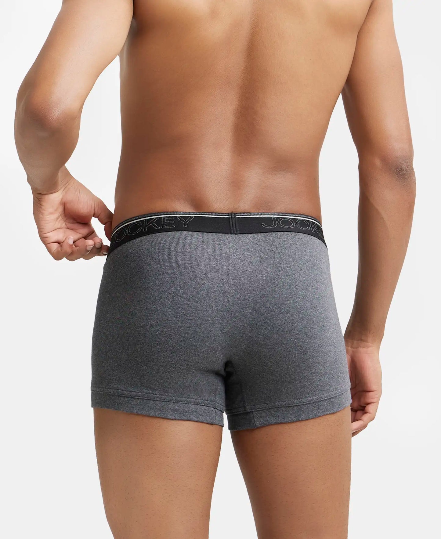 Super Combed Cotton Rib Solid Trunk with Ultrasoft Waistband - Charcoal Melange-4