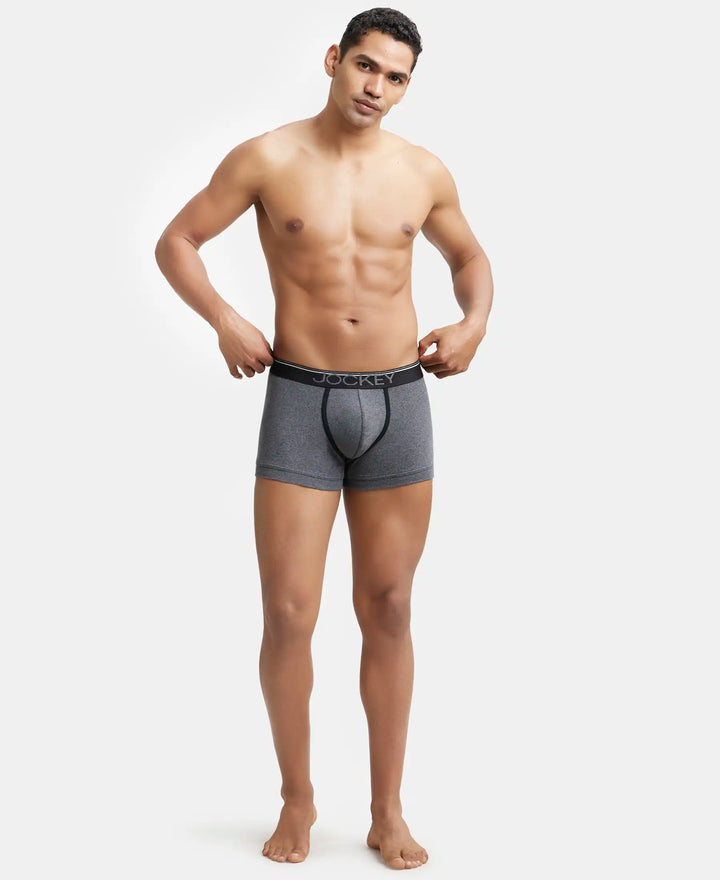 Super Combed Cotton Rib Solid Trunk with Ultrasoft Waistband - Charcoal Melange-5