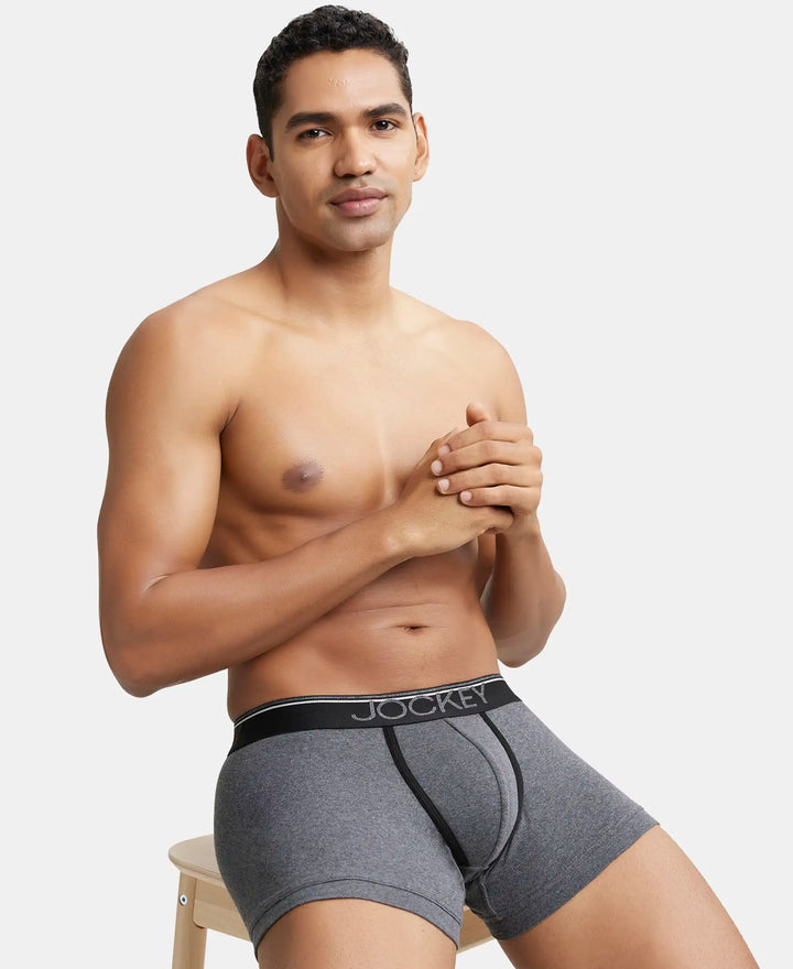 Super Combed Cotton Rib Solid Trunk with Ultrasoft Waistband - Charcoal Melange-6