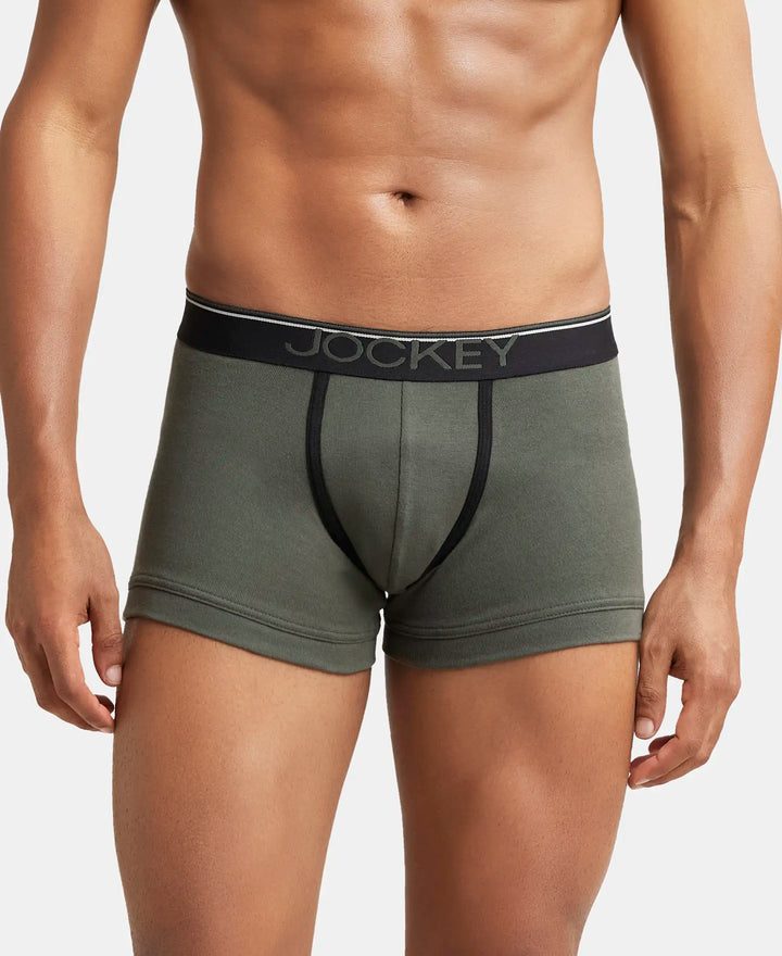 Super Combed Cotton Rib Solid Trunk with Ultrasoft Waistband - Deep Olive-2