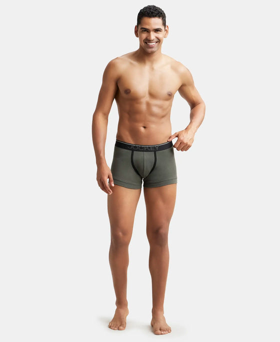 Super Combed Cotton Rib Solid Trunk with Ultrasoft Waistband - Deep Olive-5