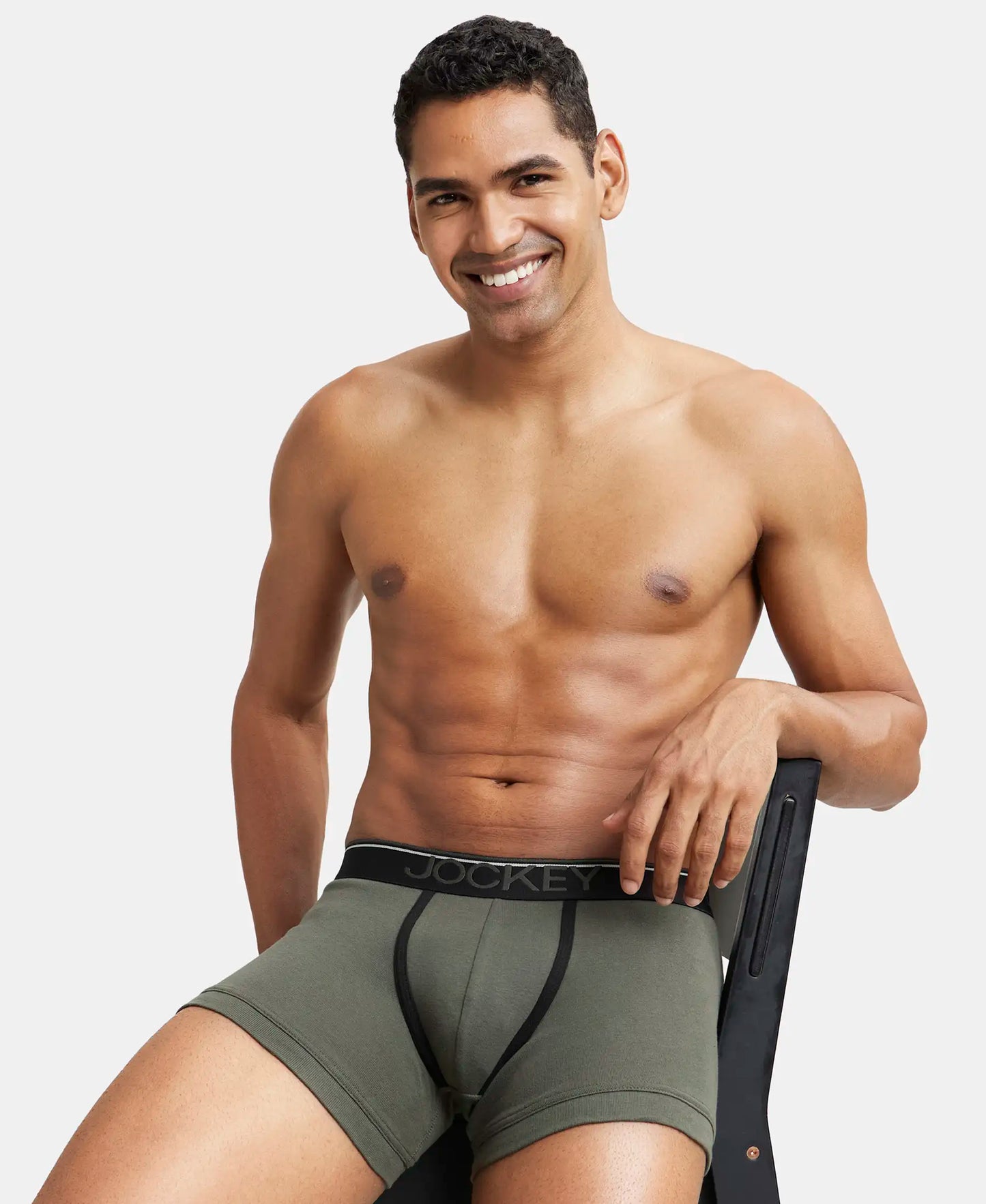 Super Combed Cotton Rib Solid Trunk with Ultrasoft Waistband - Deep Olive-6