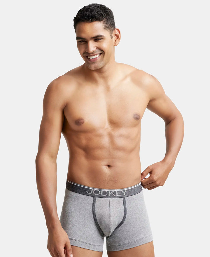 Super Combed Cotton Rib Solid Trunk with Ultrasoft Waistband - Grey Melange-5