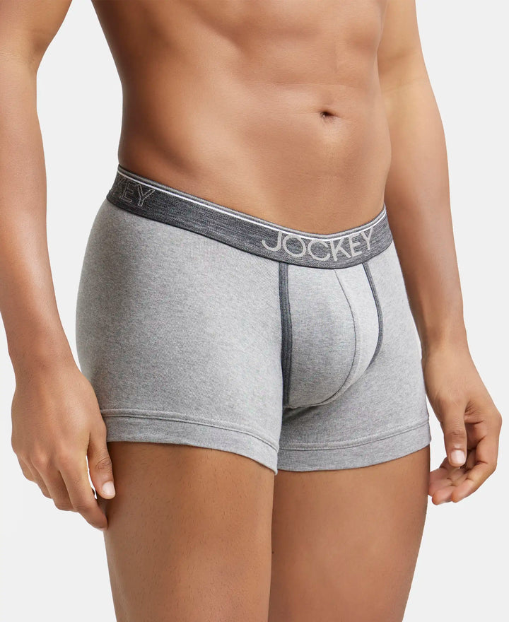 Super Combed Cotton Rib Solid Trunk with Ultrasoft Waistband - Grey Melange-3