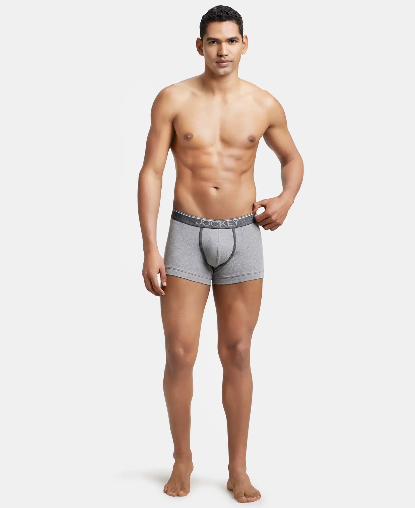 Super Combed Cotton Rib Solid Trunk with Ultrasoft Waistband - Grey Melange-5