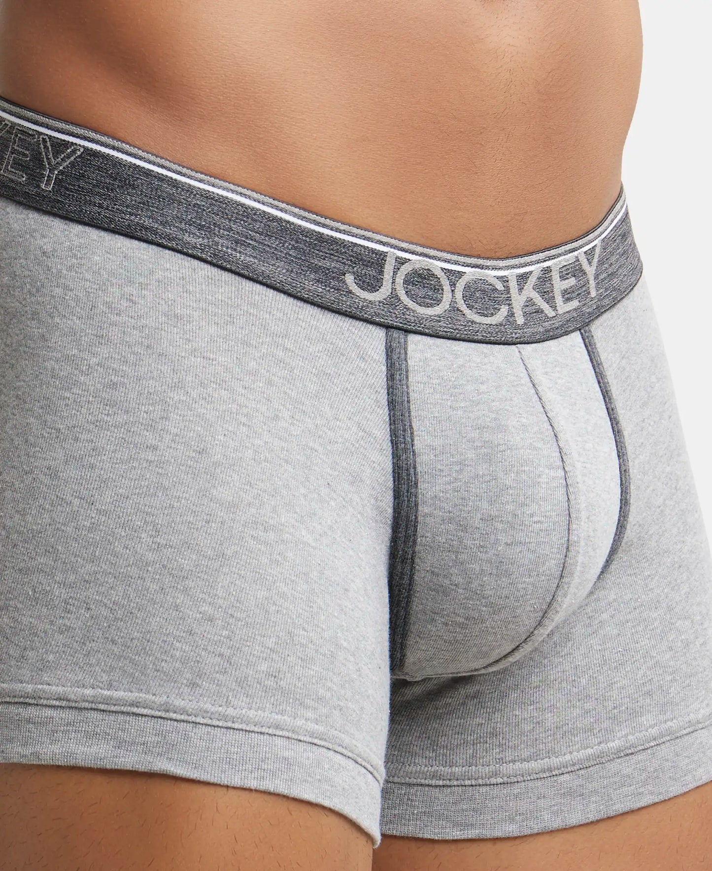 Super Combed Cotton Rib Solid Trunk with Ultrasoft Waistband - Grey Melange (Pack of 2)