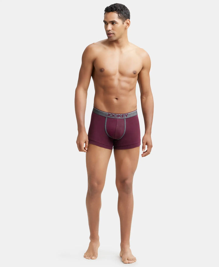 Super Combed Cotton Rib Solid Trunk with Ultrasoft Waistband - Wine Tasting-4