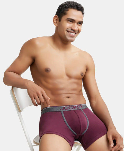Super Combed Cotton Rib Solid Trunk with Ultrasoft Waistband - Wine Tasting-5