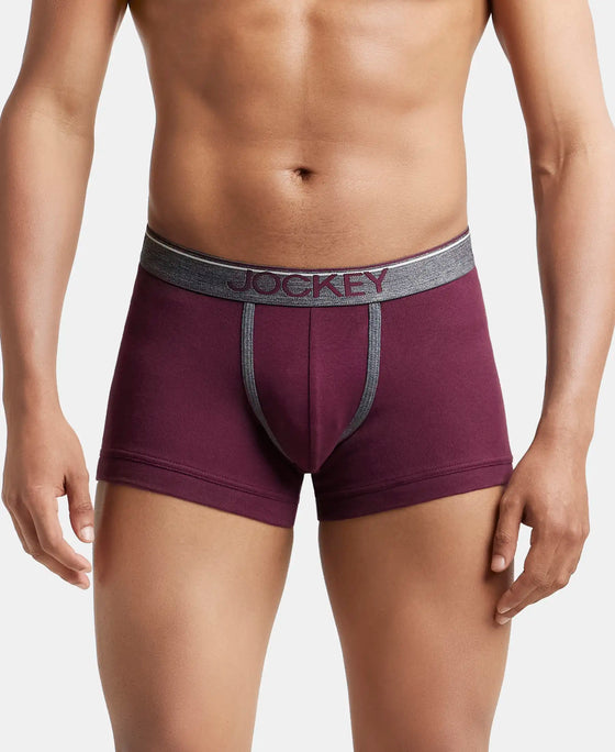 Super Combed Cotton Rib Solid Trunk with Ultrasoft Waistband - Wine Tasting-2