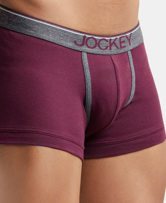 Super Combed Cotton Rib Solid Trunk with Ultrasoft Waistband - Wine Tasting (Pack of 2)