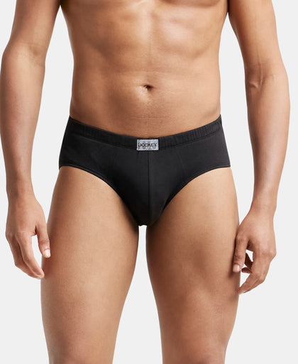 Super Combed Cotton Solid Brief with Ultrasoft Concealed Waistband - Black-2