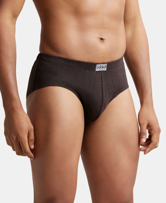 Super Combed Cotton Solid Brief with Ultrasoft Concealed Waistband - Brown-2