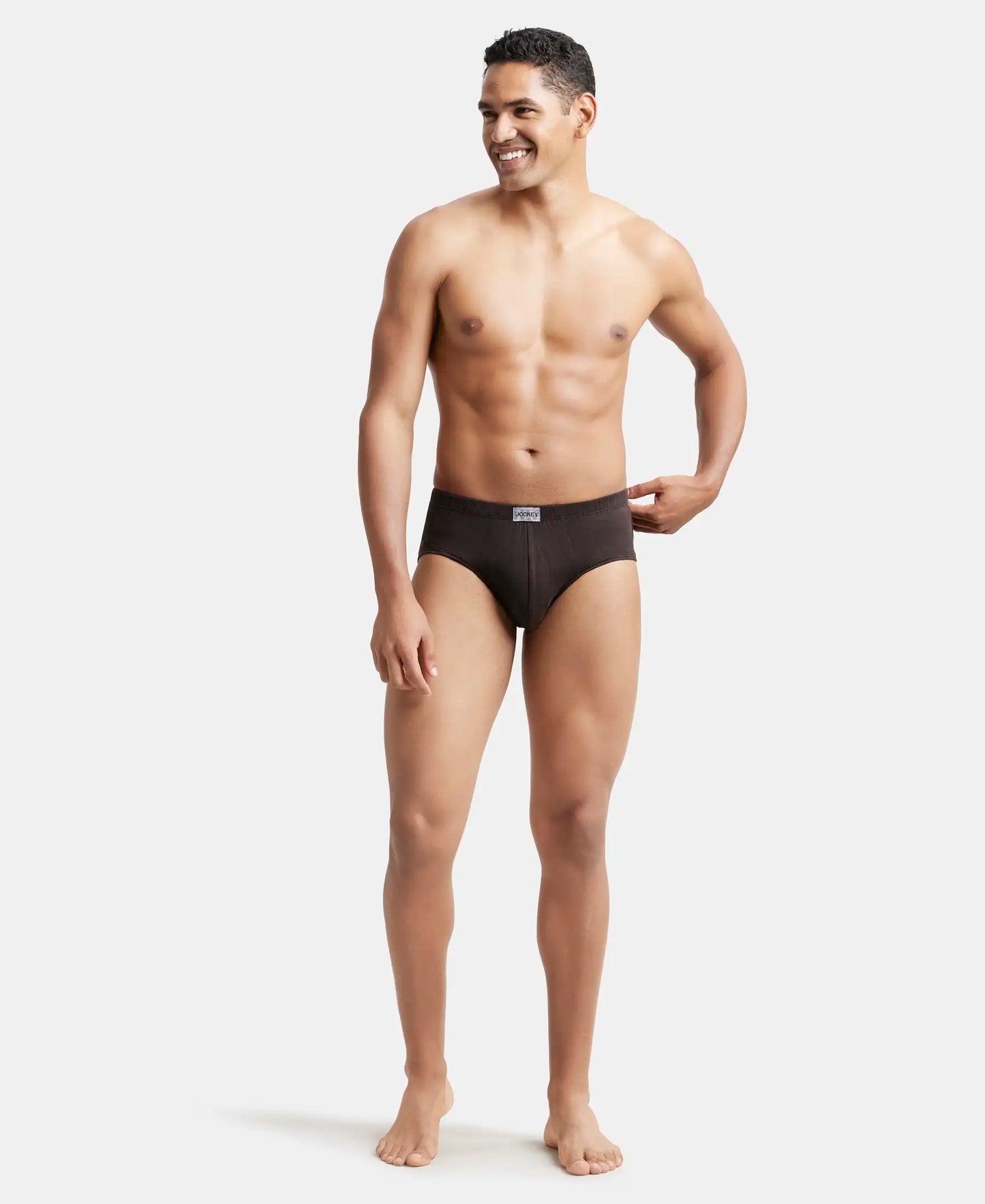 Super Combed Cotton Solid Brief with Ultrasoft Concealed Waistband - Brown-4