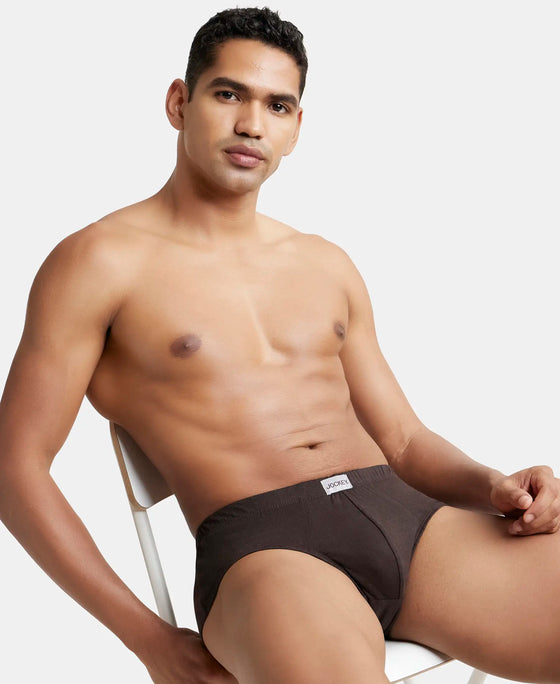 Super Combed Cotton Solid Brief with Ultrasoft Concealed Waistband - Brown-5