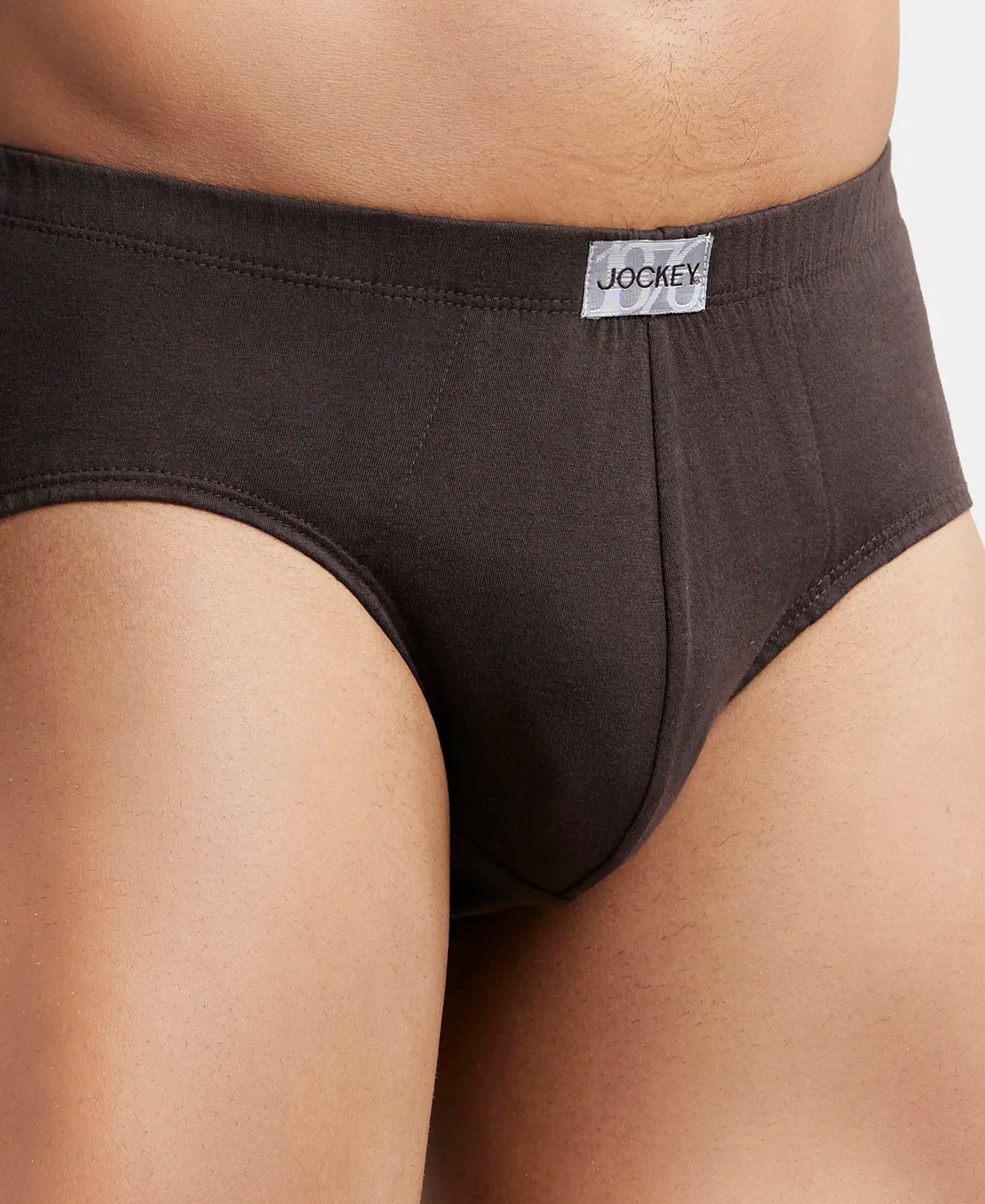 Super Combed Cotton Solid Brief with Ultrasoft Concealed Waistband - Brown-6