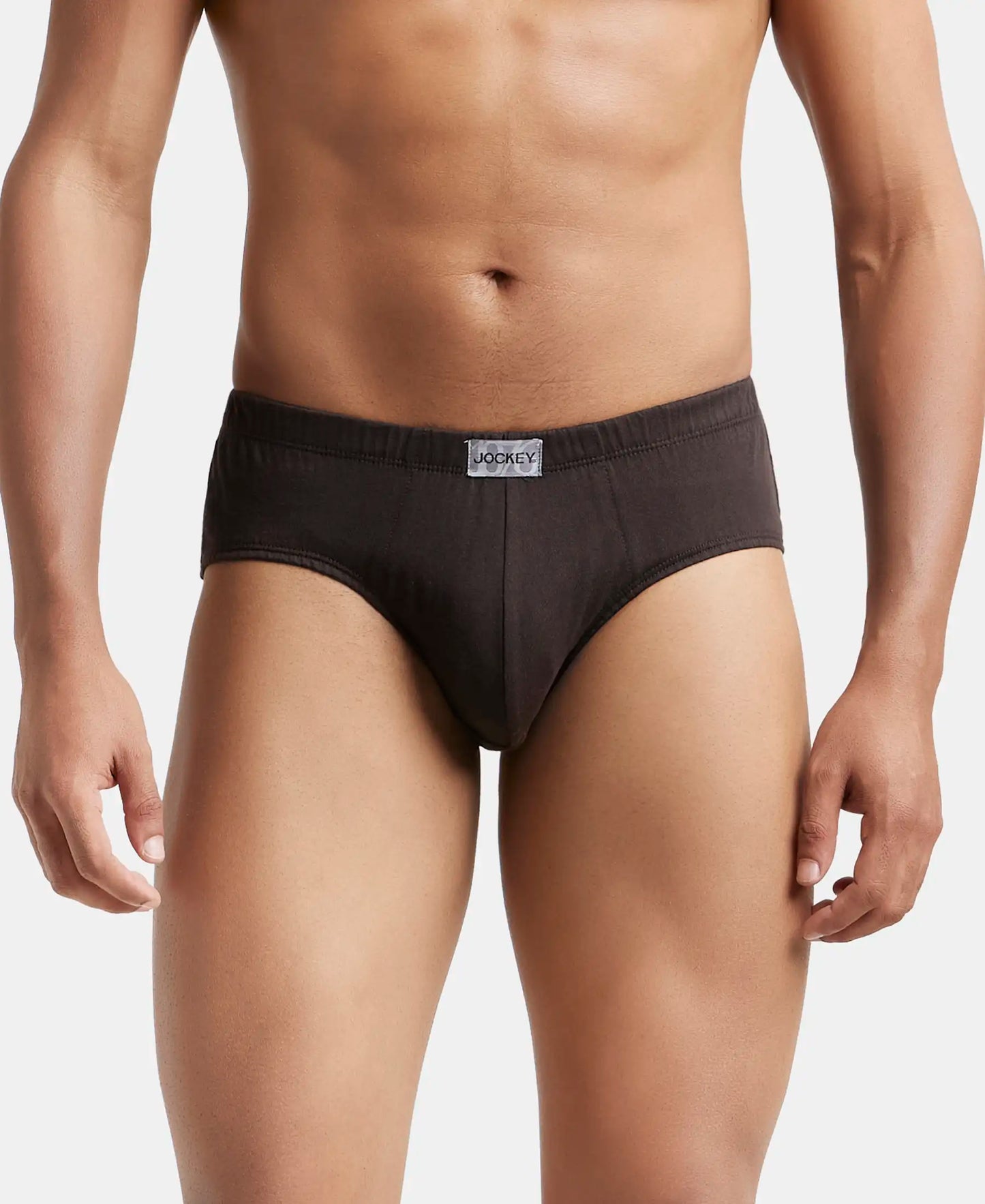 Super Combed Cotton Solid Brief with Ultrasoft Concealed Waistband - Brown-2