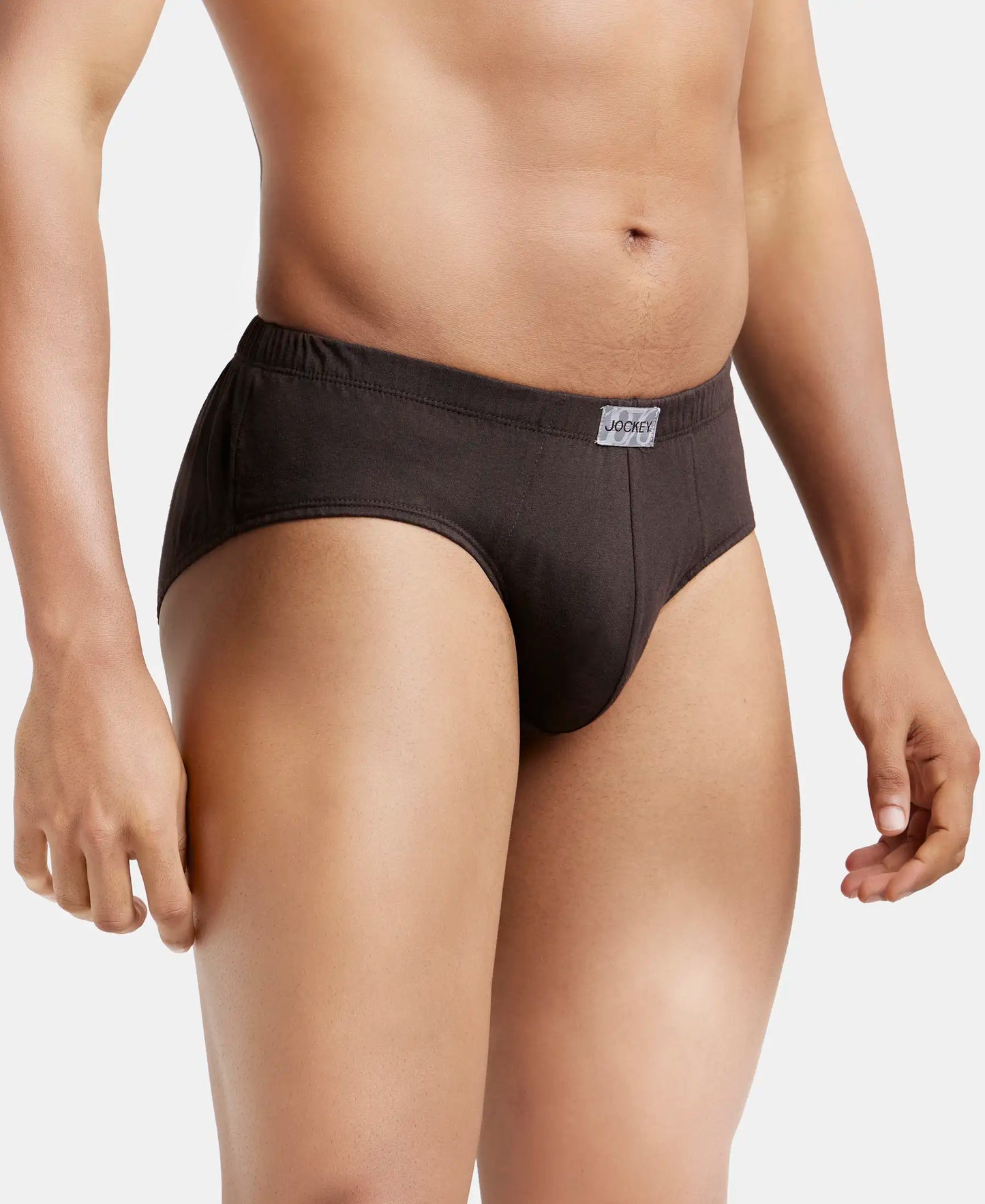 Super Combed Cotton Solid Brief with Ultrasoft Concealed Waistband - Brown-3