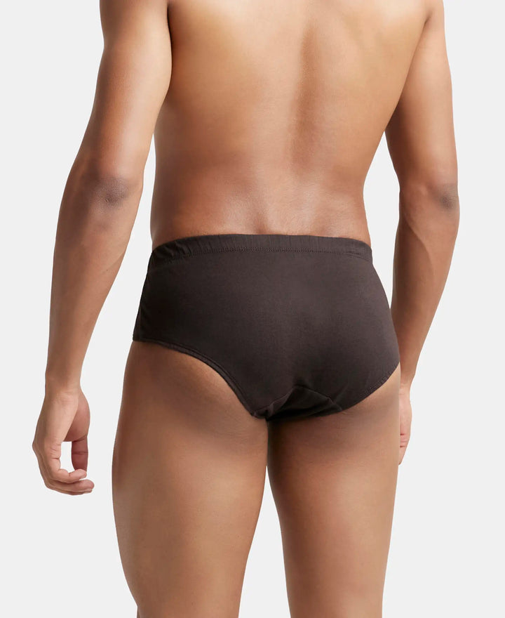 Super Combed Cotton Solid Brief with Ultrasoft Concealed Waistband - Brown-4