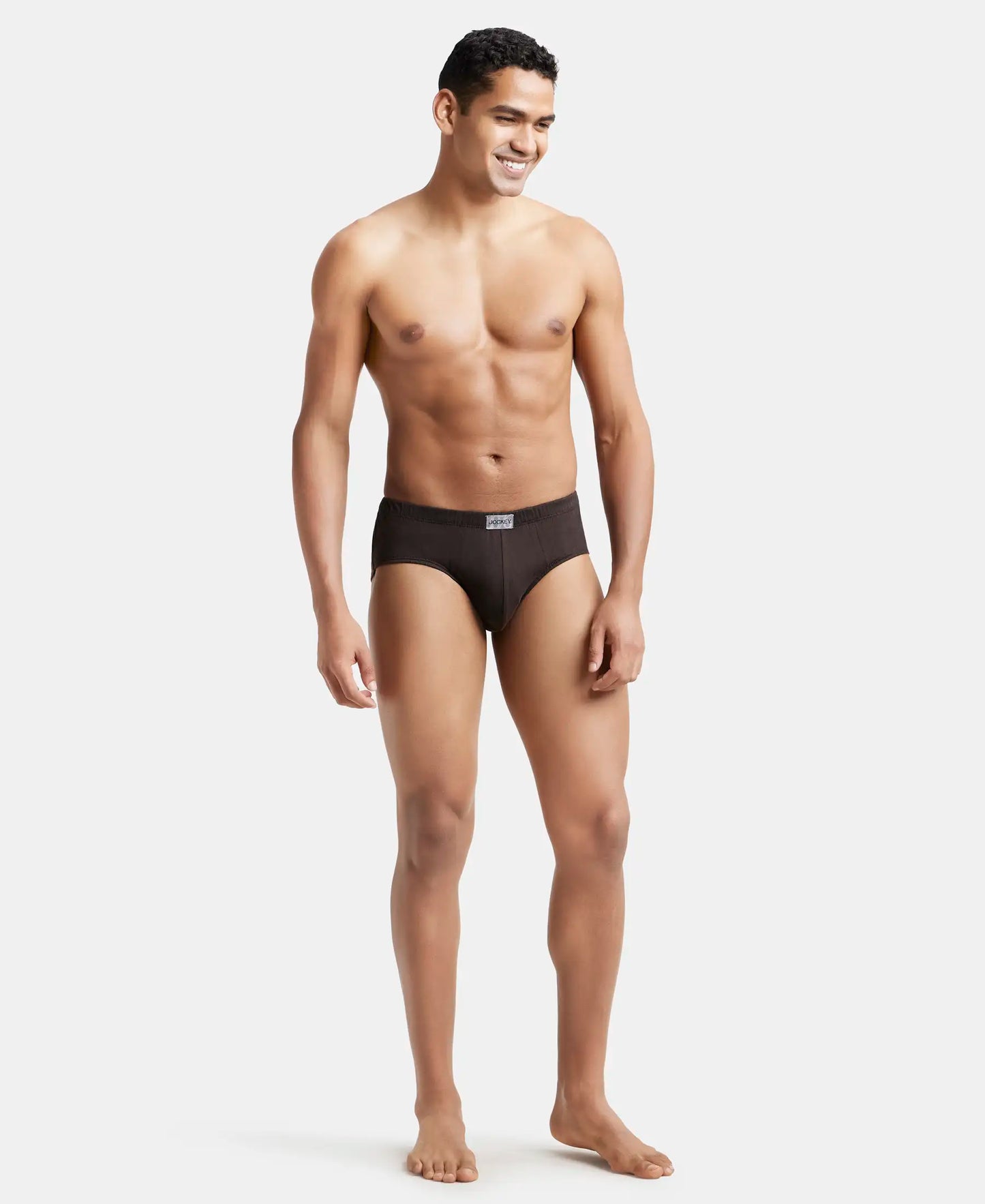 Super Combed Cotton Solid Brief with Ultrasoft Concealed Waistband - Brown-5
