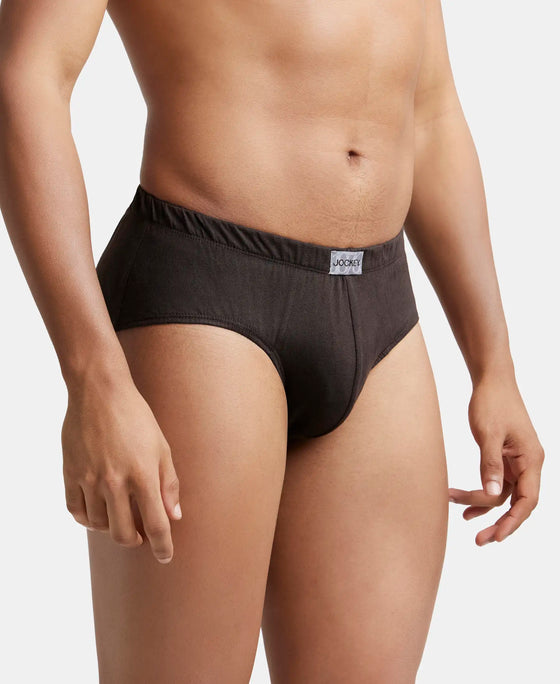 Super Combed Cotton Solid Brief with Ultrasoft Concealed Waistband - Brown-3