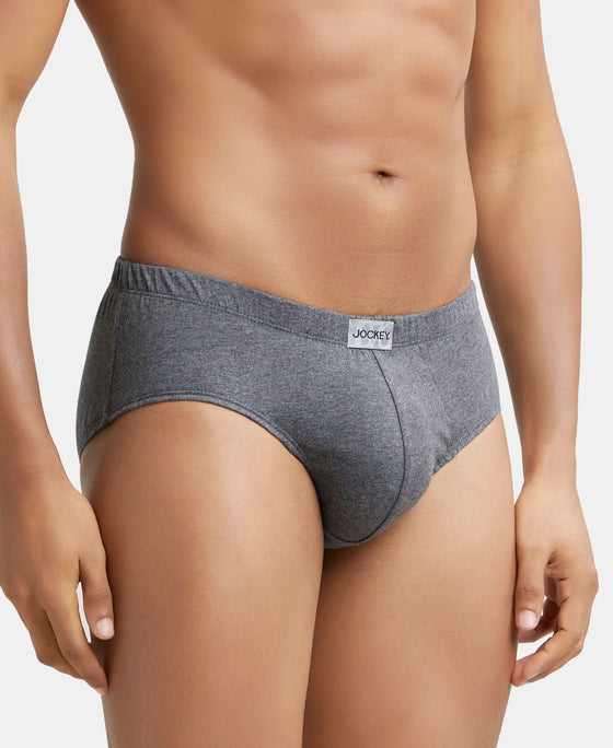 Super Combed Cotton Solid Brief with Ultrasoft Concealed Waistband - Charcoal Melange-2