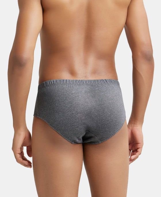 Super Combed Cotton Solid Brief with Ultrasoft Concealed Waistband - Charcoal Melange-3