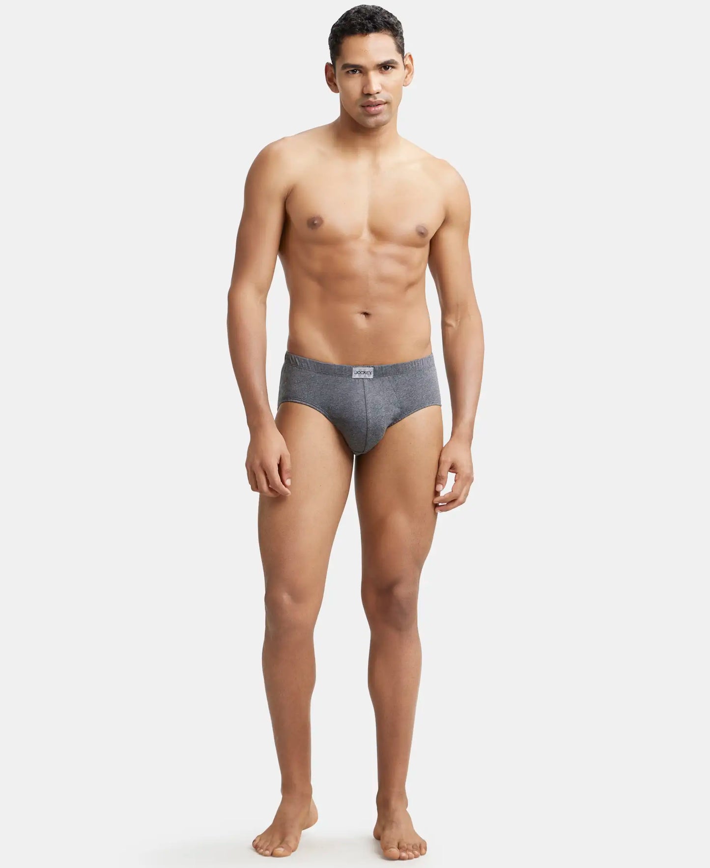 Super Combed Cotton Solid Brief with Ultrasoft Concealed Waistband - Charcoal Melange-4