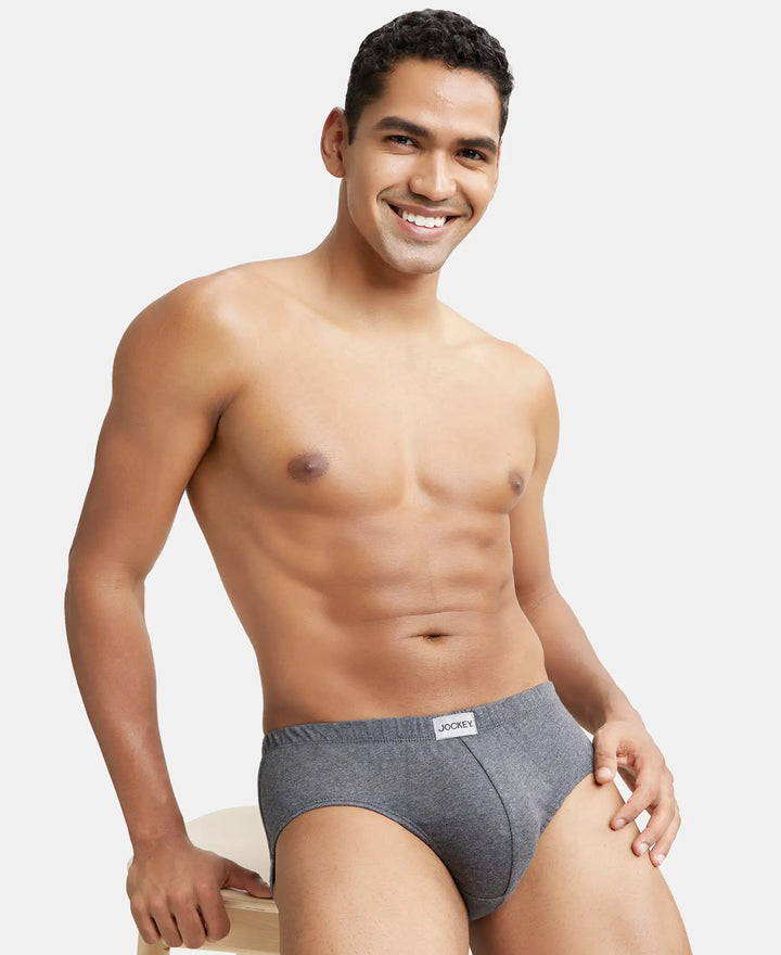 Super Combed Cotton Solid Brief with Ultrasoft Concealed Waistband - Charcoal Melange-5