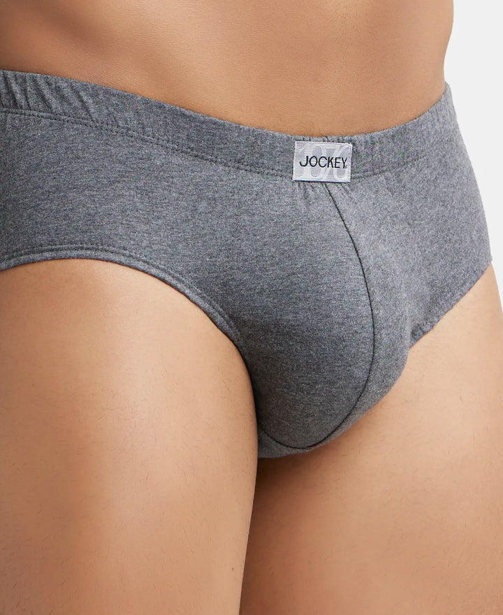 Super Combed Cotton Solid Brief with Ultrasoft Concealed Waistband - Charcoal Melange-6