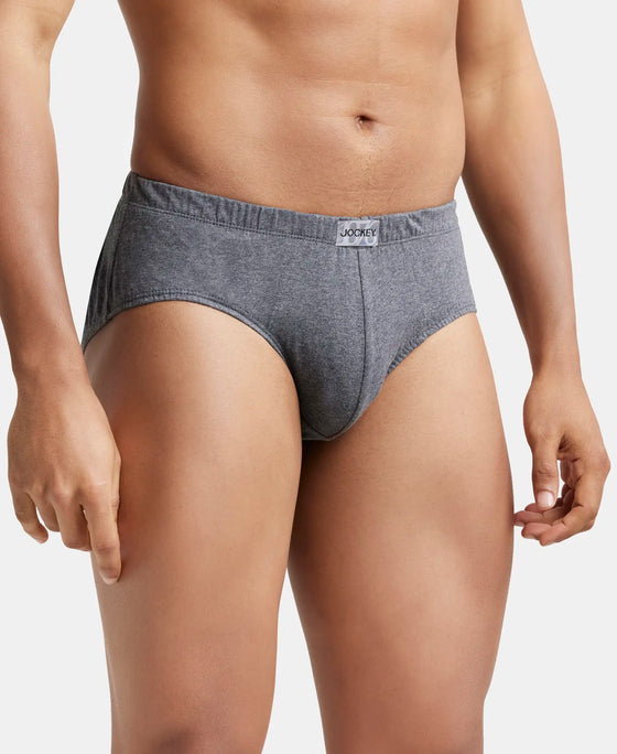 Super Combed Cotton Solid Brief with Ultrasoft Concealed Waistband - Charcoal Melange-3