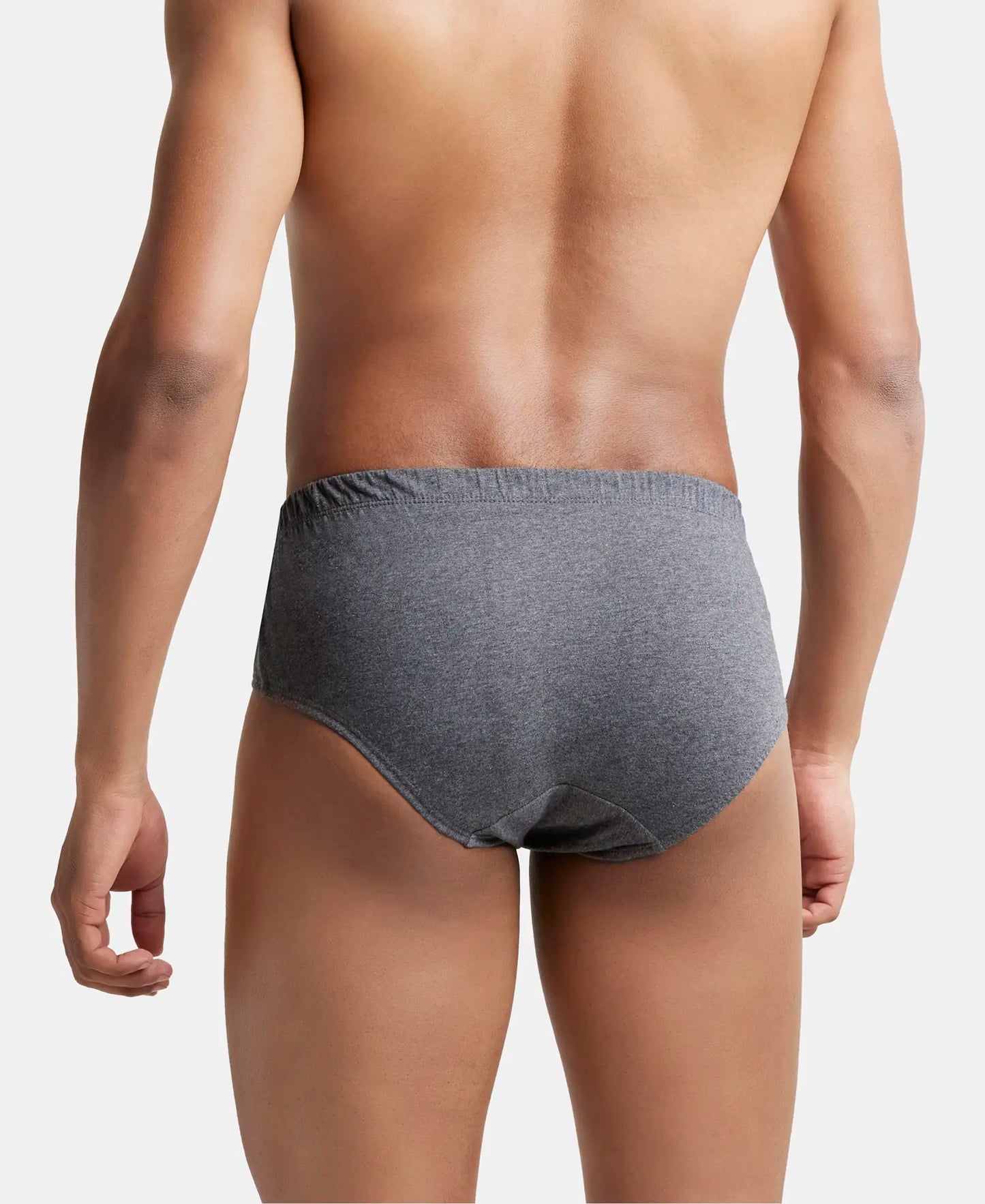 Super Combed Cotton Solid Brief with Ultrasoft Concealed Waistband - Charcoal Melange-4