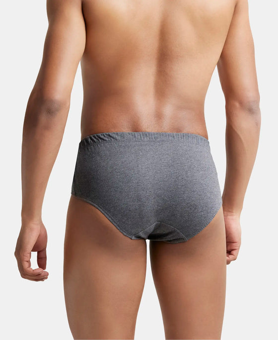 Super Combed Cotton Solid Brief with Ultrasoft Concealed Waistband - Charcoal Melange-4