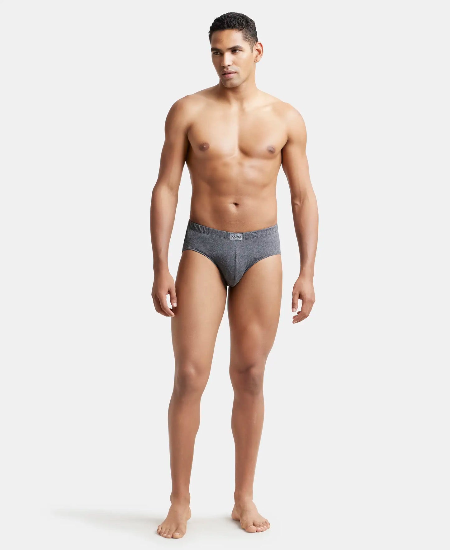 Super Combed Cotton Solid Brief with Ultrasoft Concealed Waistband - Charcoal Melange-5