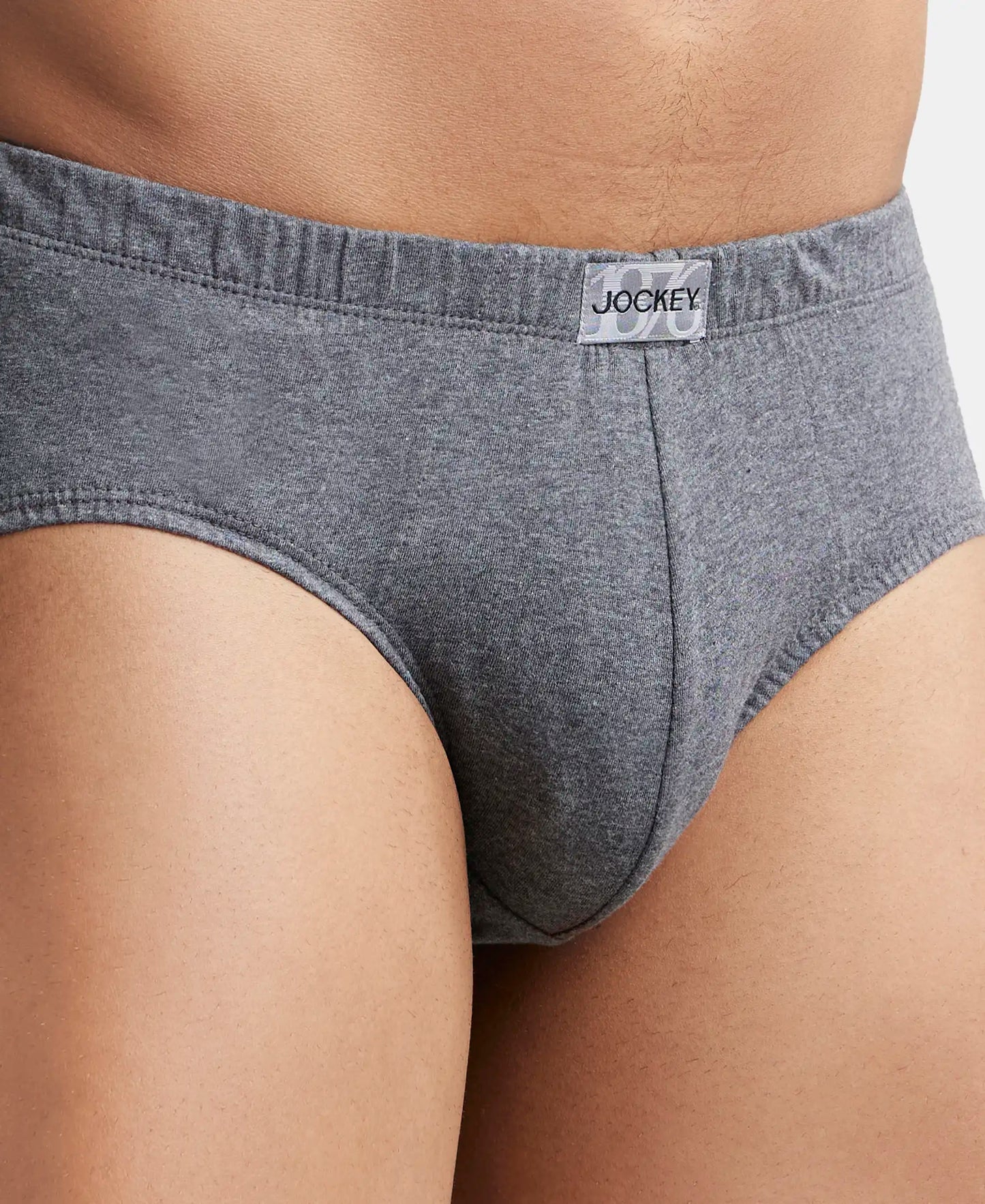 Super Combed Cotton Solid Brief with Ultrasoft Concealed Waistband - Charcoal Melange (Pack of 3)