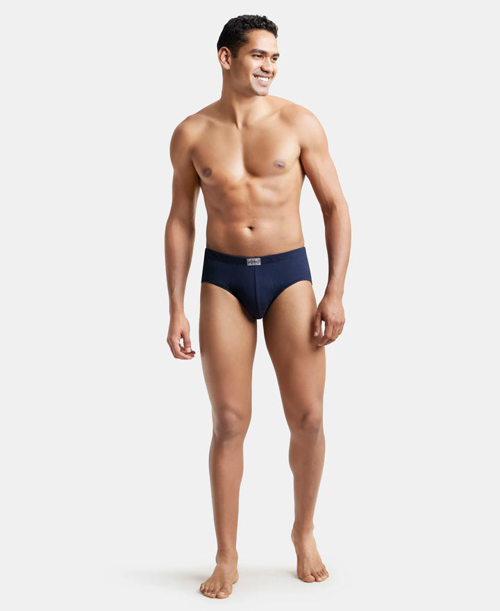Super Combed Cotton Solid Brief with Ultrasoft Concealed Waistband - Deep Navy-4