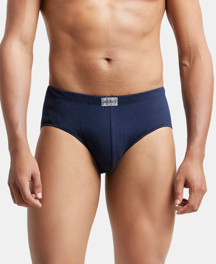 Super Combed Cotton Solid Brief with Ultrasoft Concealed Waistband - Deep Navy-2