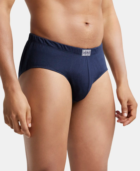 Super Combed Cotton Solid Brief with Ultrasoft Concealed Waistband - Deep Navy-3
