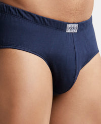 Super Combed Cotton Solid Brief with Ultrasoft Concealed Waistband - Deep Navy (Pack of 2)