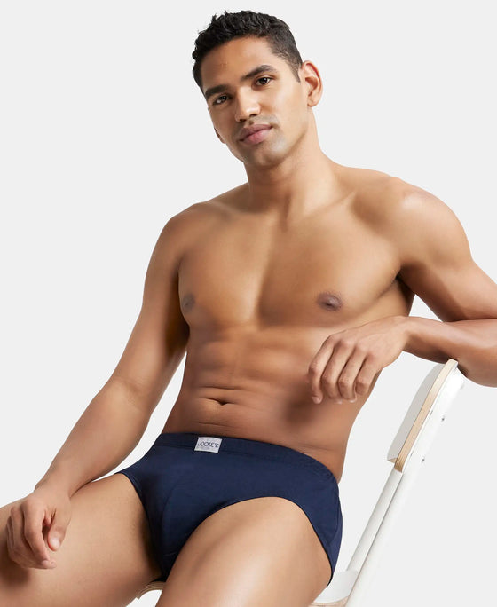 Super Combed Cotton Solid Brief with Ultrasoft Concealed Waistband - Deep Navy-6