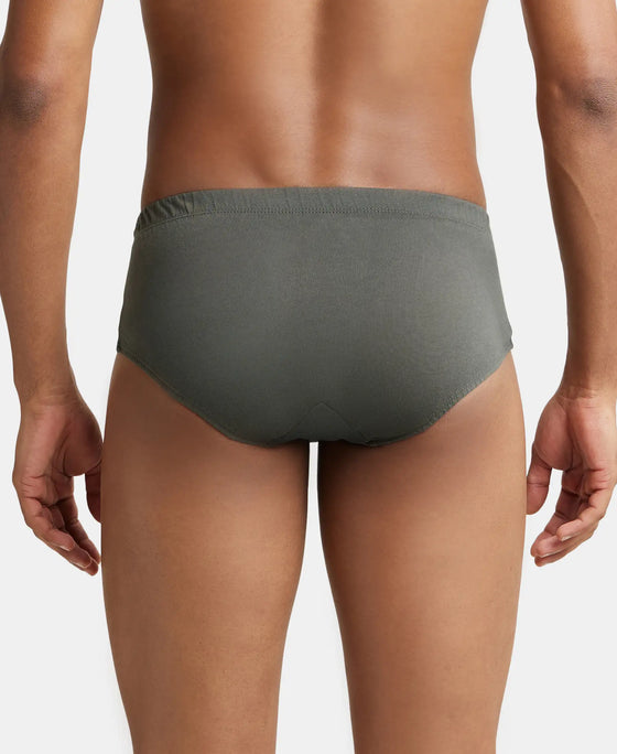 Super Combed Cotton Solid Brief with Ultrasoft Concealed Waistband - Deep Olive-3