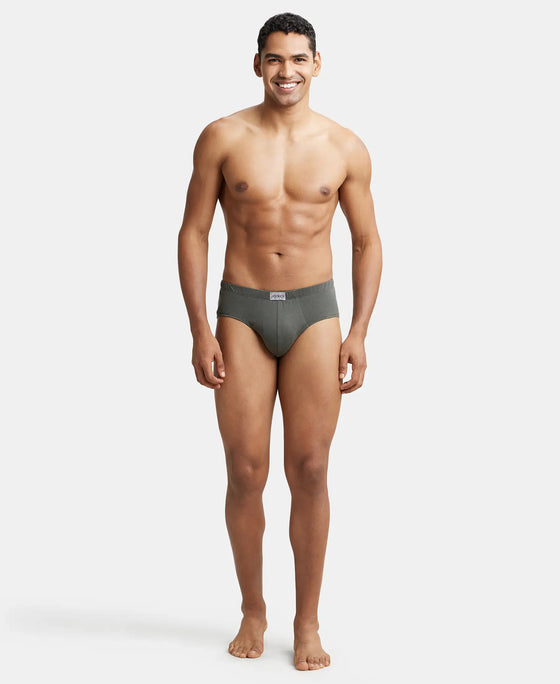 Super Combed Cotton Solid Brief with Ultrasoft Concealed Waistband - Deep Olive-4