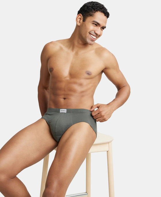 Super Combed Cotton Solid Brief with Ultrasoft Concealed Waistband - Deep Olive-6