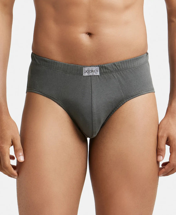 Super Combed Cotton Solid Brief with Ultrasoft Concealed Waistband - Deep Olive-2
