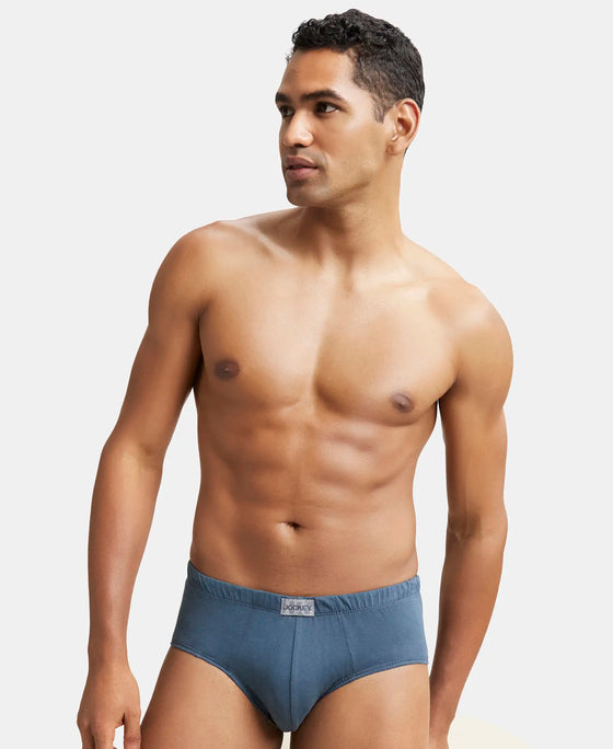 Super Combed Cotton Solid Brief with Ultrasoft Concealed Waistband - Deep Slate-5